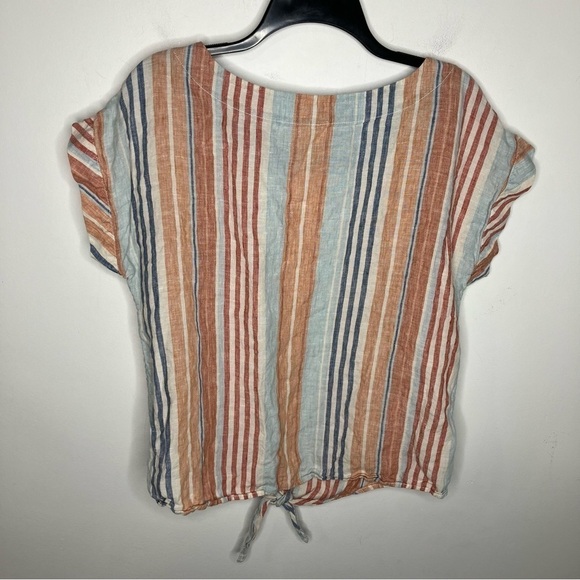 L.L. Bean Signature 100% linen top multicolored stripes size medium - Picture 6 of 6